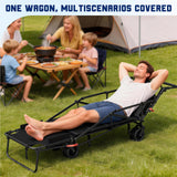 LEVELEVE Heavy Duty Folding Wagon - 2-in-1 Collapsible Cart, 650lb Capacity, All-Terrain Wheels w/Brakes & Side Pockets