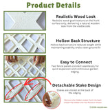 LaLaGreen Garden Edging Border (23x8.5in, 10 Pack) White Plastic Fence