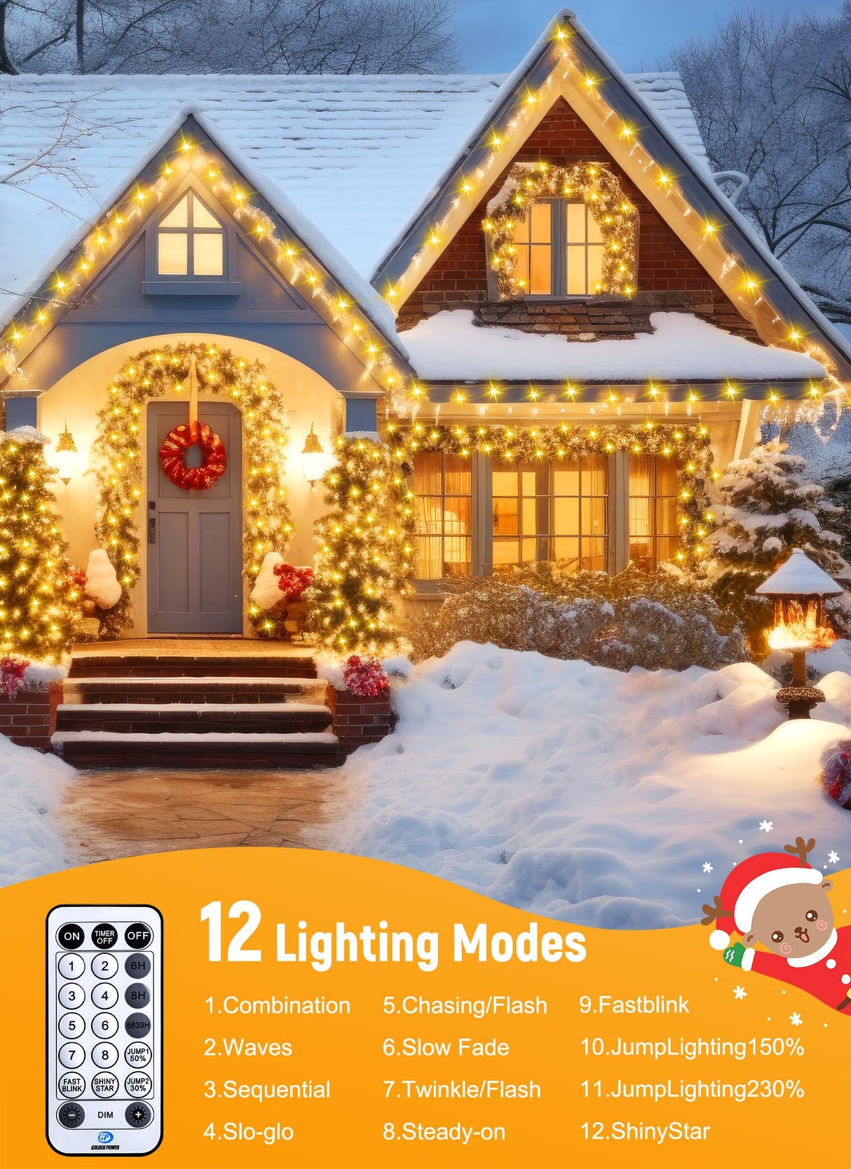 Cluster-Lights-Christmas-Tree-Lights-Outdoor, 1000 LED 50 Ft Christmas Firecrackers String Lights, 12 Modes Timer Remote Waterproof Plug in Twinkle Fairy Lights for Xmas Tree Garland Window Party