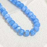 WOWORAMA Blue Beaded Necklaces for Women Light Blue Resin Beads Choker Necklace Statement Chunky Necklace Ocean Summer Vacation Jewelry