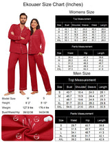 Ekouaer Men's Pajama Set Winter Long Pjs Couples Adults Christmas Sleepwear Lightweight 100% Cotton Lounge Set,Red,XL