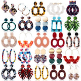 FIFATA 25 Pairs Acrylic Resin Statement Earrings Set for Women Mottled Hoop Fashion Drop Dangle Jewelry Hypoallergenic for Sensitive Ears