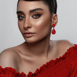 EVER FAITH Women's Austrian Crystal Wedding Party Prom Dangle Earrings Red