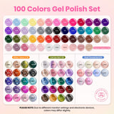 Beetles Gel Nail Polish Set, 119 PCS 100 Colors Gel Polish Kit Base Glossy Matte Glitter Top Coat Gel Polish Pastel Glitter Pearl Cat Eye White Red Pink Nude Green Blue Gel Valentines Gift for Women