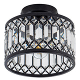 Rpzloila Crystal Ceiling Light Fixture, Modern Semi Flush Mount Ceiling Light,Crystal Chandelier for Kitchen Bedroom Bathroom Entryway Black (Bulb not Included)