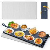 Homelove Warming Mat for Food - Fast Full Surface Electric Warming Tray with 7 Temp-Settings & 8H Timer, Portable Roll Up Food Warmer with Heat Insulation Pad for Gatherings Parties Buffet XXL-Navy