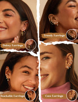 ORAZIO Small Hoop Stud Earrings Stacks for Women Gold Plated Huggie Hoops