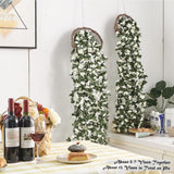PONKING 8 Pcs x 8.2 ft Flower Garland Artificial Rose Vine Flowers with Green Leaves Hanging Fake Roses Vine for Room Party Home Wedding Birthday Christmas Wall Arch Decor, Spring White Flower
