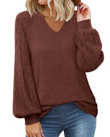 Messic Women Sweaters for Fall and Winter, Christmas Sweaters for Women Plus Size Sweaters Lantern Sleeve Casual Loose Fit Tops Geometric Long Sleeve Sweater for Women FireBrick, L