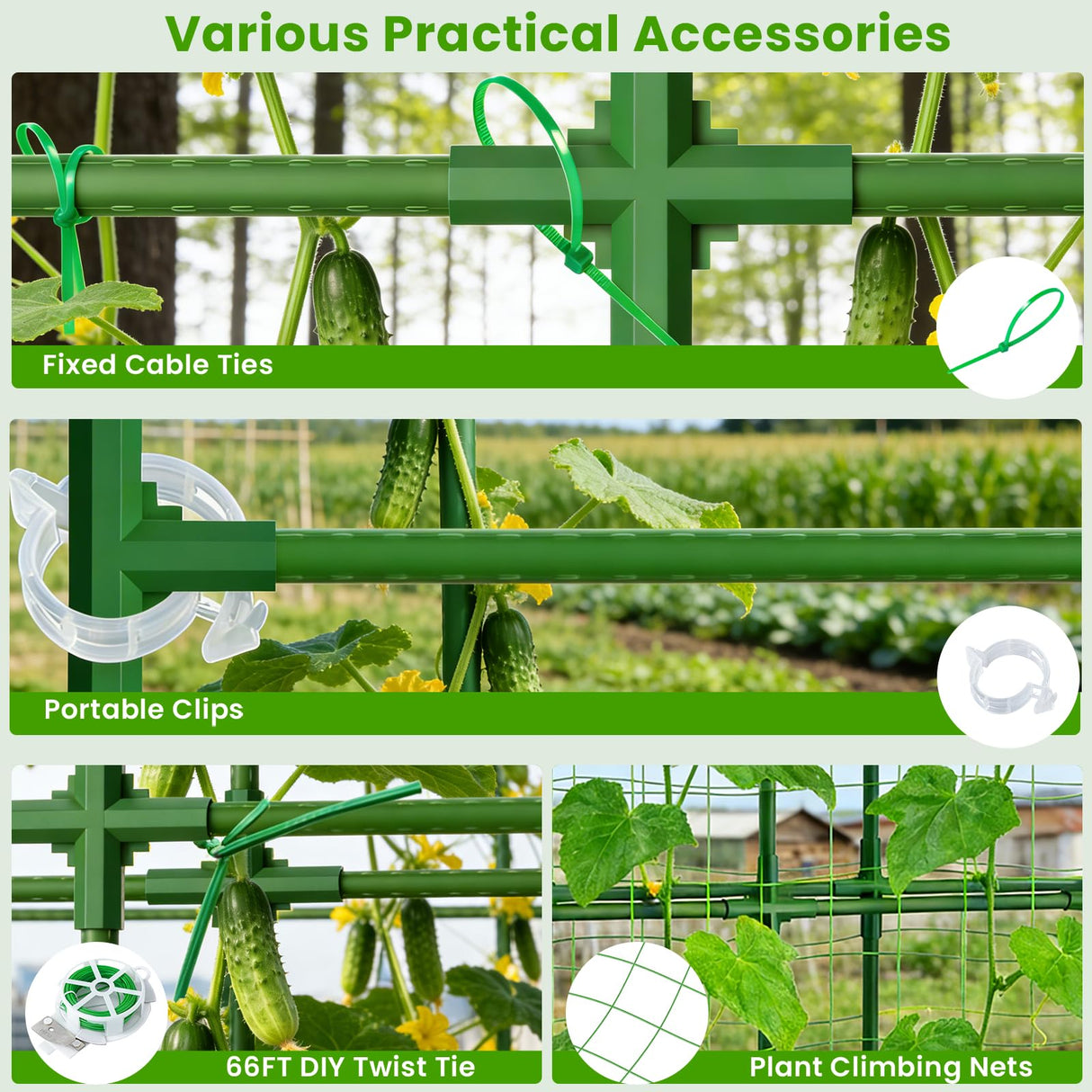 Cucumber Trellis for Raised Bed, U-Shape Garden Trellis for Climbing Plants Outdoor, Metal Arch Vegetables Trellis, Plant Support for Grape Vine Beans Squash Peas Flower