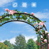 Ultym 76" W x 86" H Black Metal Garden Arbor with Planter Boxes