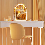 Hasipu Vanity Mirror with Lights, 14"× 18" Arched LED Makeup Mirror, Lighted Makeup Mirror with Lights, Smart Touch Control Dimmable 3 Modes Light 360°Rotation White