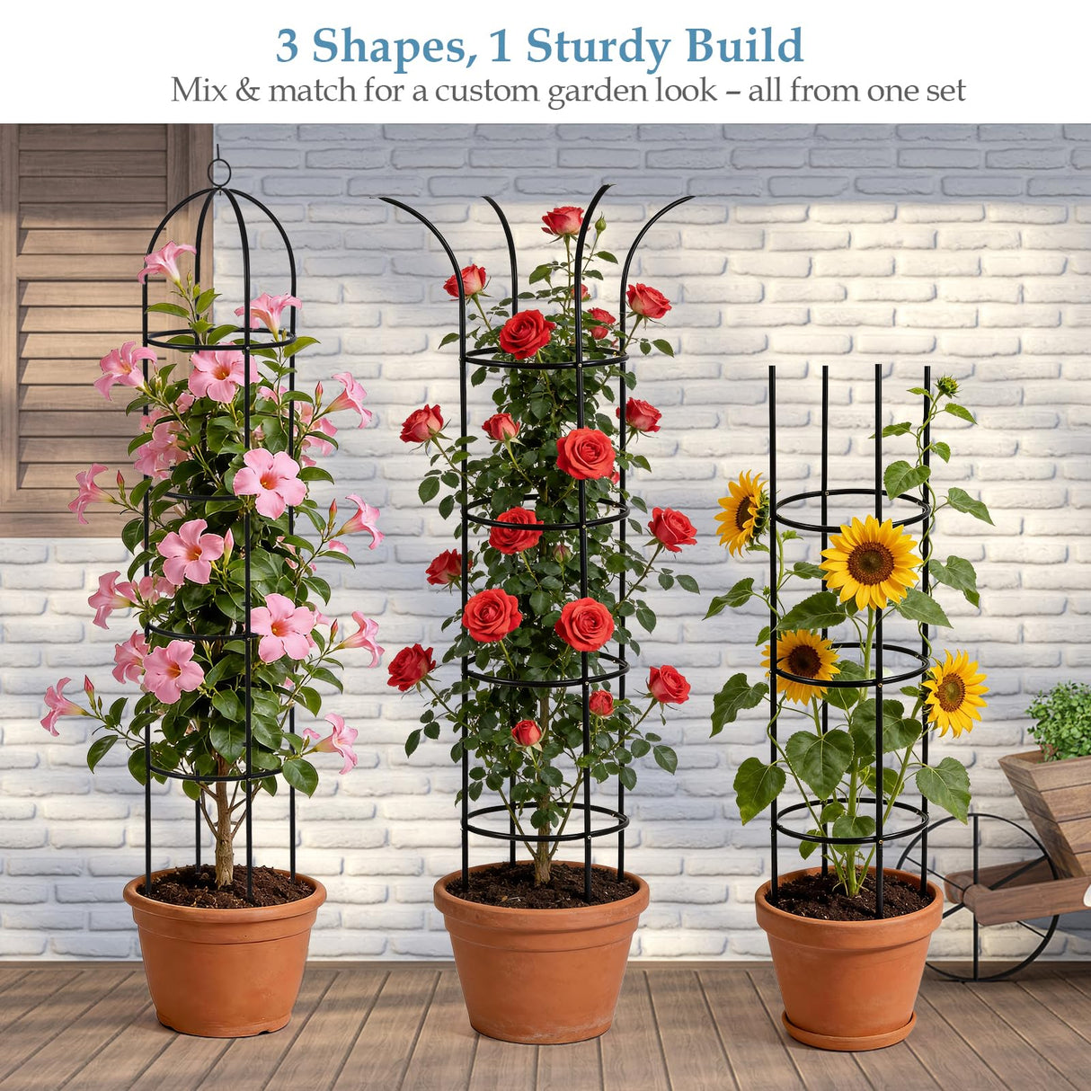 DEVISEFUN 6.6ft 100% Metal Obelisk Trellis for Climbing Plants Outdoor