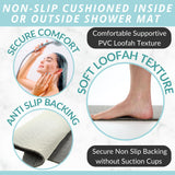 Enkosi Loofah Shower Mat with Drain Hole – Cushioned Anti-Slip Square Bath Mat for Showers, and Bathroom Floors – Textured PVC, Non Slip Safety Pad for Walk-in Stalls and Wet Areas (27x27 Grey)