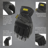 Mechanix Wear FastFit Work Gloves - Anti-Slip & Abrasion Resistant Heavy Duty Gloves - Touchscreen Compatible - Vibration Damping - Multipurpose Use - Large - Black