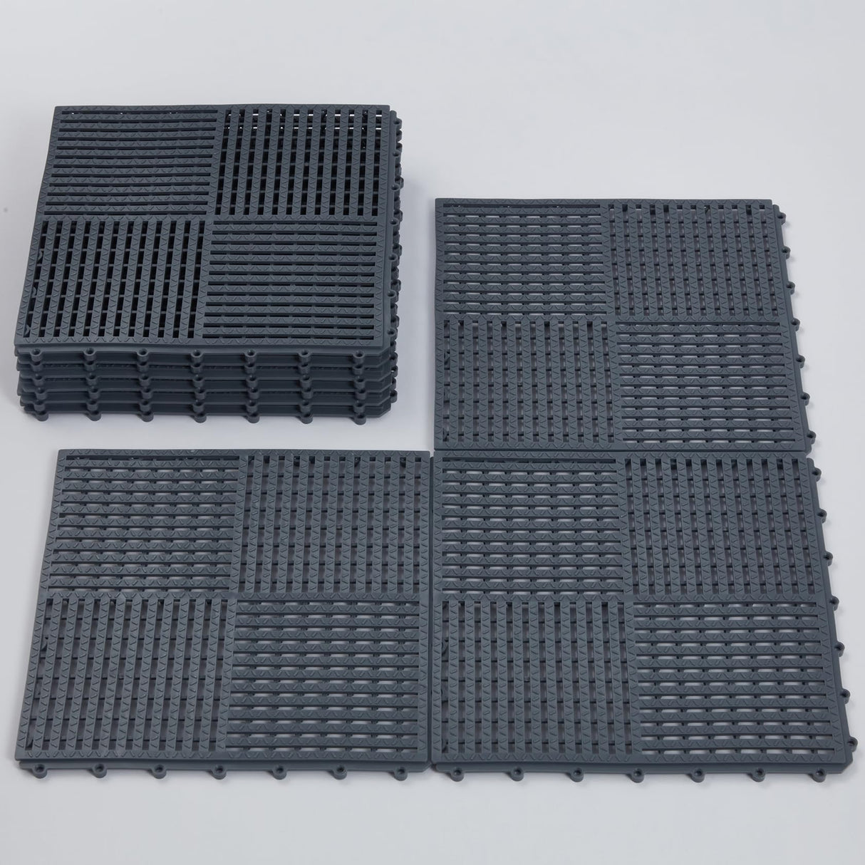 wiiiw 9 Pack Modular Interlocking Tiles Double Non-Slip 12"x12" Dark Gray