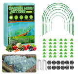 Garden Mesh Netting Kit, 10x30FT Green Ultra Fine Netting & 6 Sets 8FT Fiberglass Garden Hoops with Stake, Garden Netting with Frame for Raised Beds, Garden Hoops and Netting, Row Cover, Plant Barrier