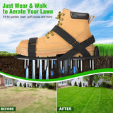 DenForste Lawn Aerator Shoes for Grass - Pre-Assembled Grass Aerator Shoes for Lawn - Soil Yard Aerator Tool for Aerating Patio Garden, Black