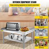 VEVOR Stainless Steel Equipment Grill Stand, 60 x 30 x 24 Inches Stainless Table, Grilling Stand Table with Undershelf, Equipment Standing Grill Desk for Hotel, Home, Restaurant Kitchen