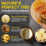 Beef Tallow for Skin, Tallow and Honey Balm for Face - 100% Organic Grass-Fed Beef Tallow & Raw Wild Honey - Moisturizing Cream for Soft, Smooth Skin- Light Scent, Moisturizing Natural Formula, 4.2 Oz