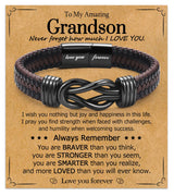 WIKHIA Gifts for Grandson from Grandpa Grandma, Cool Infinity Leather Bracelet Grandson Christmas Birthday Present Ideas for Men