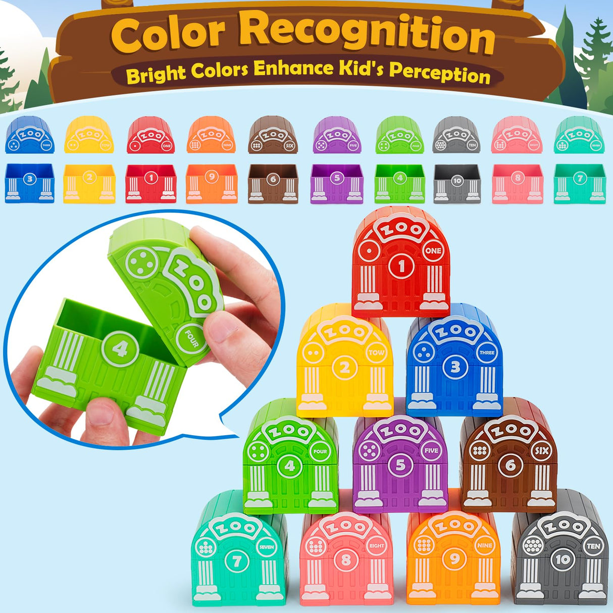 Learning Toys for Toddlers 1 2 3 Year Old Toddlers, 20Pcs Safari Animal Toys, Finger Puppets, Montessori Counting, Matching & Sorting, Christmas Birthday Gifts for Baby Boys Girls Age 12-18 Months