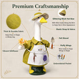 HALSHI Spring Gardener Porch Goose Outfit for 23 Inch Plastic Cement Goose Statue, Goose Outfit Clothes with Hat, Felt Tools & Flower for Outdoor Garden Yard Patio Art Decor