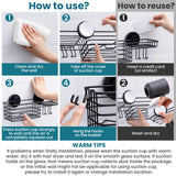TAILI Shower Caddy Suction Cup with Hooks and Soap holder, Heavy Duty Bathroom Shower Organizer, No Drilling Bathroom Holder with Large Capacity, Metal Black Storage Basket