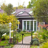 VINGLI Garden Arbor Arch with Gate and Planter Box, Wedding Arch Archway for Ceremony Party, Trellis for Plant Climbing, Christmas Decorations Pergola for Backyard, Lawn, Patio, Yard