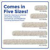 Nine Forty 48" Premium Cotton Dust Mop Kit - Heavy Duty Mop Head with Wood Handle for Industrial, Commercial, and Residential Cleaning - Dry Floor Duster for Hardwood Surfaces - White