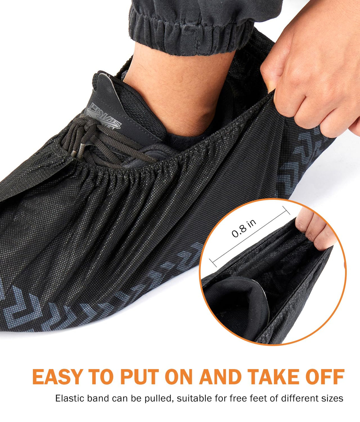 X-Large 100 Pcs Shoe Covers Disposable Non-Slip,Shoe Covers for Indoors Reusable,Slip-resistant, Durable, Breathable, Non-Woven Booties for Shoes Covers,Stretchable Fits Up To13 US Men,Black