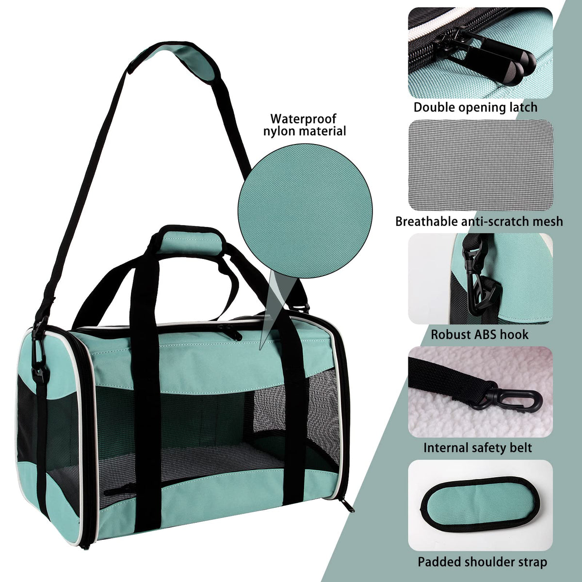Cat Carrying Case - Pet Carrier, Up to 30Lbs Soft Sided Protable and Breathabl Pet Travel Carrier, Pet Travel Carrier Removable Fleece Pad, Collapsible for Large Cats Small Dogs(X-Large, Green)