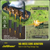 Jardineer Lawn Aerator Coring Tool with Soil Core Tray, Core Aerator with 4" Deep Plugs and Wider Foot Pedal, Manual Grass Plug Aeration Tool for Compacted Soil, Improving Lawn Health