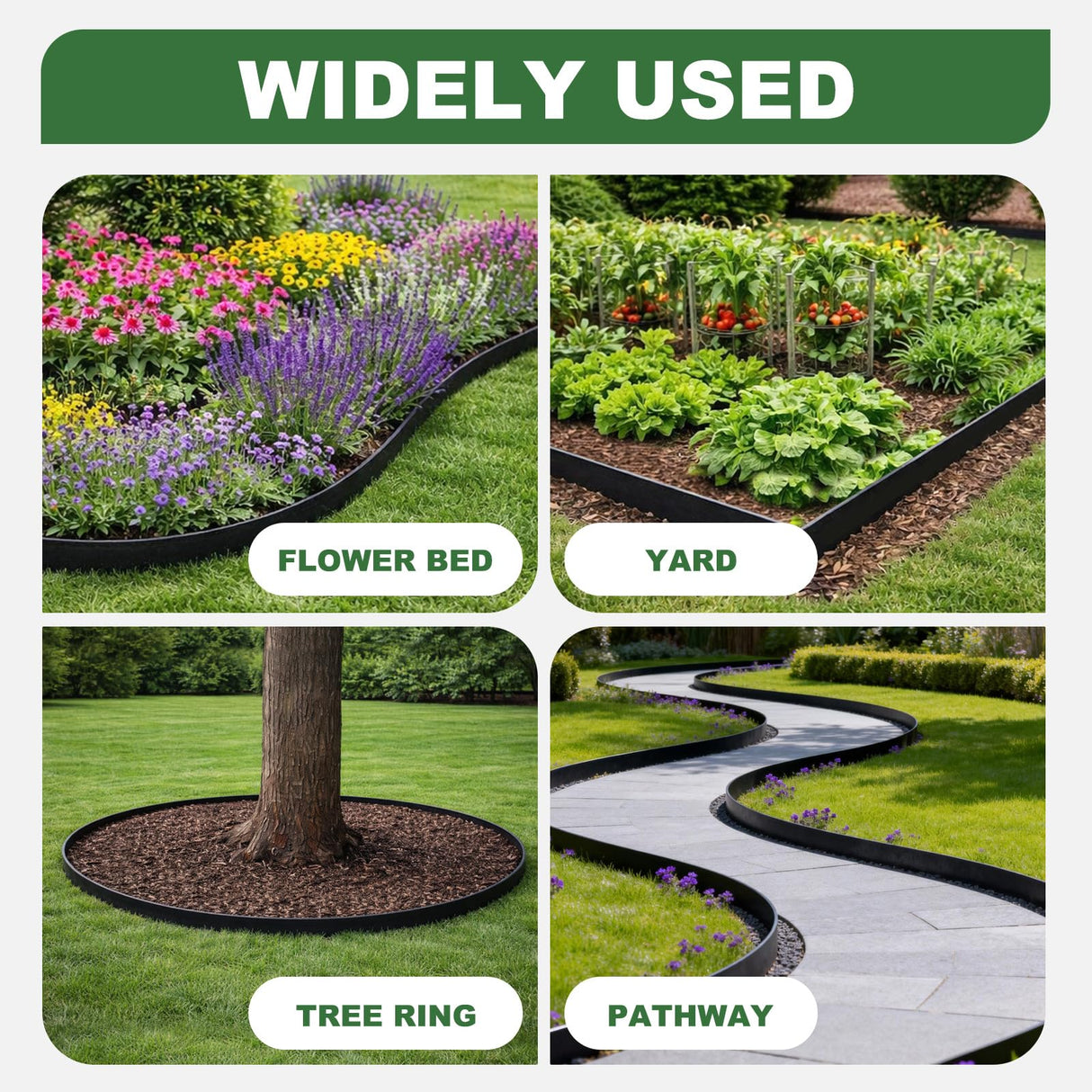 Galvanized Steel Landscape Edging Border 6 Packs 42'' L x 6.5'' H, Metal Landscape Garden Edging Border with 6 Stakes, Hammer-in Lawn Edging for Landscaping, Flower Bed, Yard, Pathway (21ft Total)