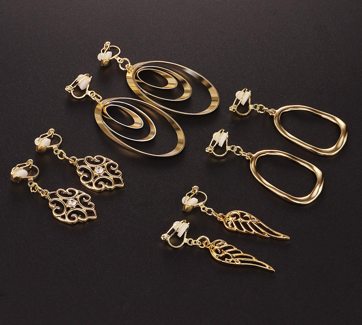 15 Pairs Gold Clip on Earrings for Women Fashion：Celtic Knot,Long Bar,Tear Drop Earring Clip on Hoop Earings for Women-Clipon Ear Rings for Womens (#3)
