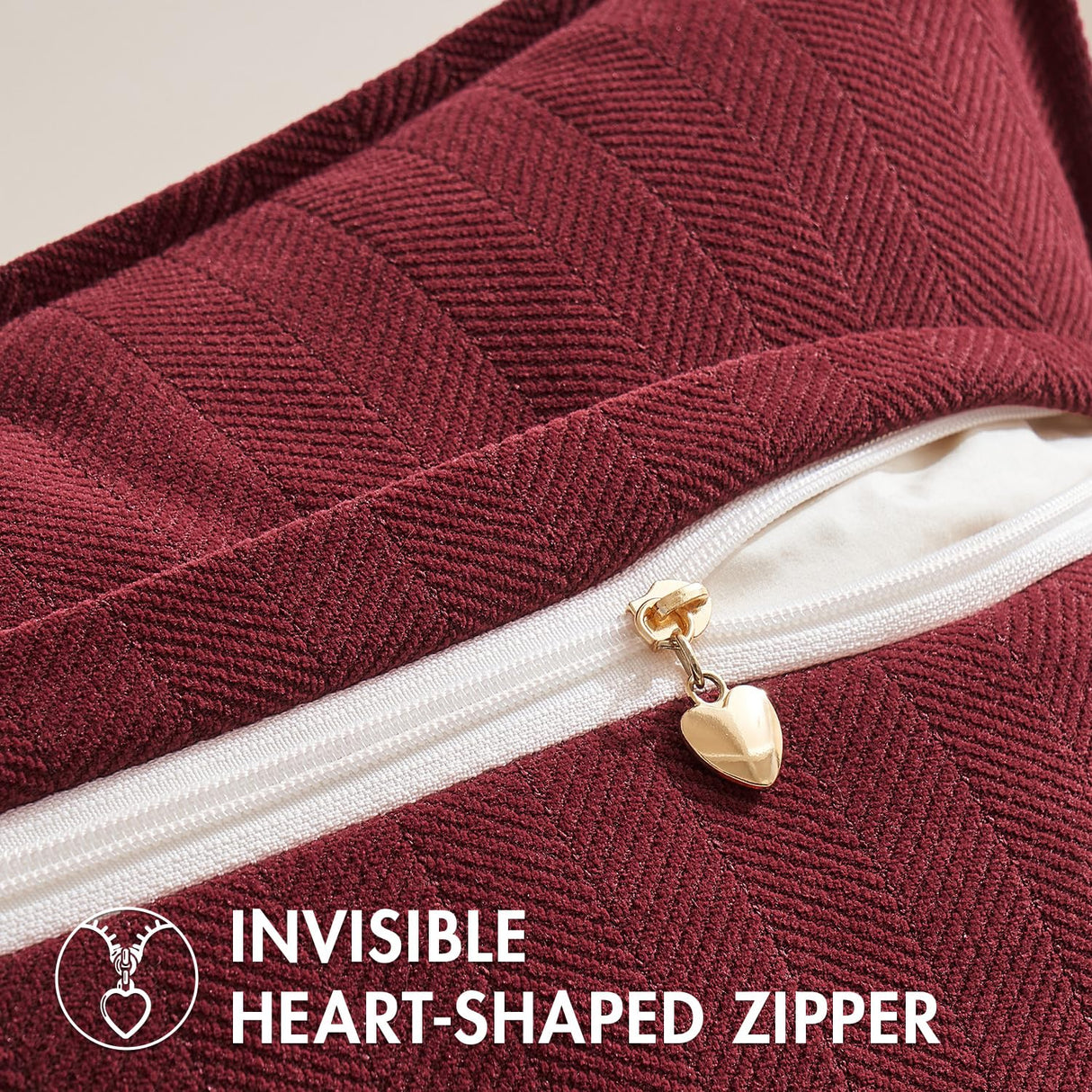 MIULEE Pack of 2 Christmas Burgundy Decorative Pillow Covers 18x18 Inch Soft Chenille Luxurious Couch Throw Pillows Farmhouse Cushion Covers with Elegant Design for Sofa Bedroom Living Room Decor