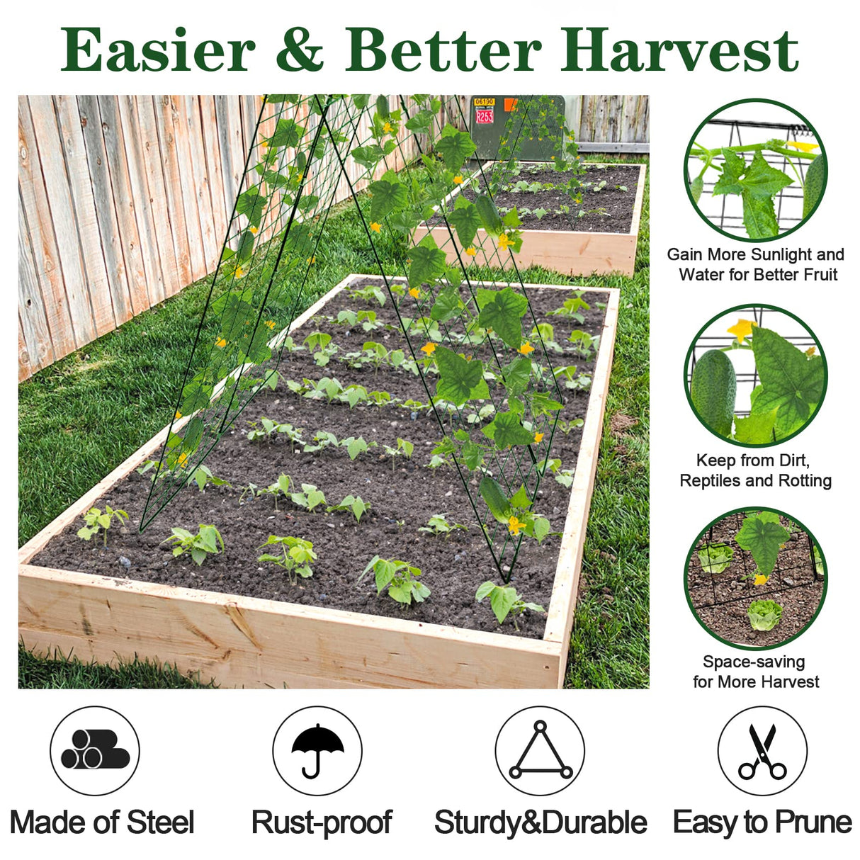 Kyrieval 48" Hx 18" L Cucumber Trellis for Garden A Frame Plant Support for Raised Bed, Outdoor Indoor Plant Garden Trellis for Climbing Plants