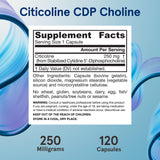 Jarrow Formulas Citicoline CDP Choline 250 MG, CDP Choline Supplement Supports Brain Health, Performance and Memory, 120 Capsules, Up to a 120 Day Supply