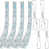 Lewtemi 4 Pcs Bird Scarer Windsock Wind Socks Outdoor Heavy Duty Outdoor Heavy Duty Holographic Silver Windsock with Rotating Hook for Outside Patio Garden Yard Spinners Hanging Decoration (Silver)