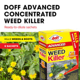Doff Advanced Concentrated Weedkiller - 6 Sachets for Dilution in Water for Garden Protection – Kills Deep Rooted Weeds from Pathways to Driveways - Long Lasting Weed Control – Strong Weed Killer