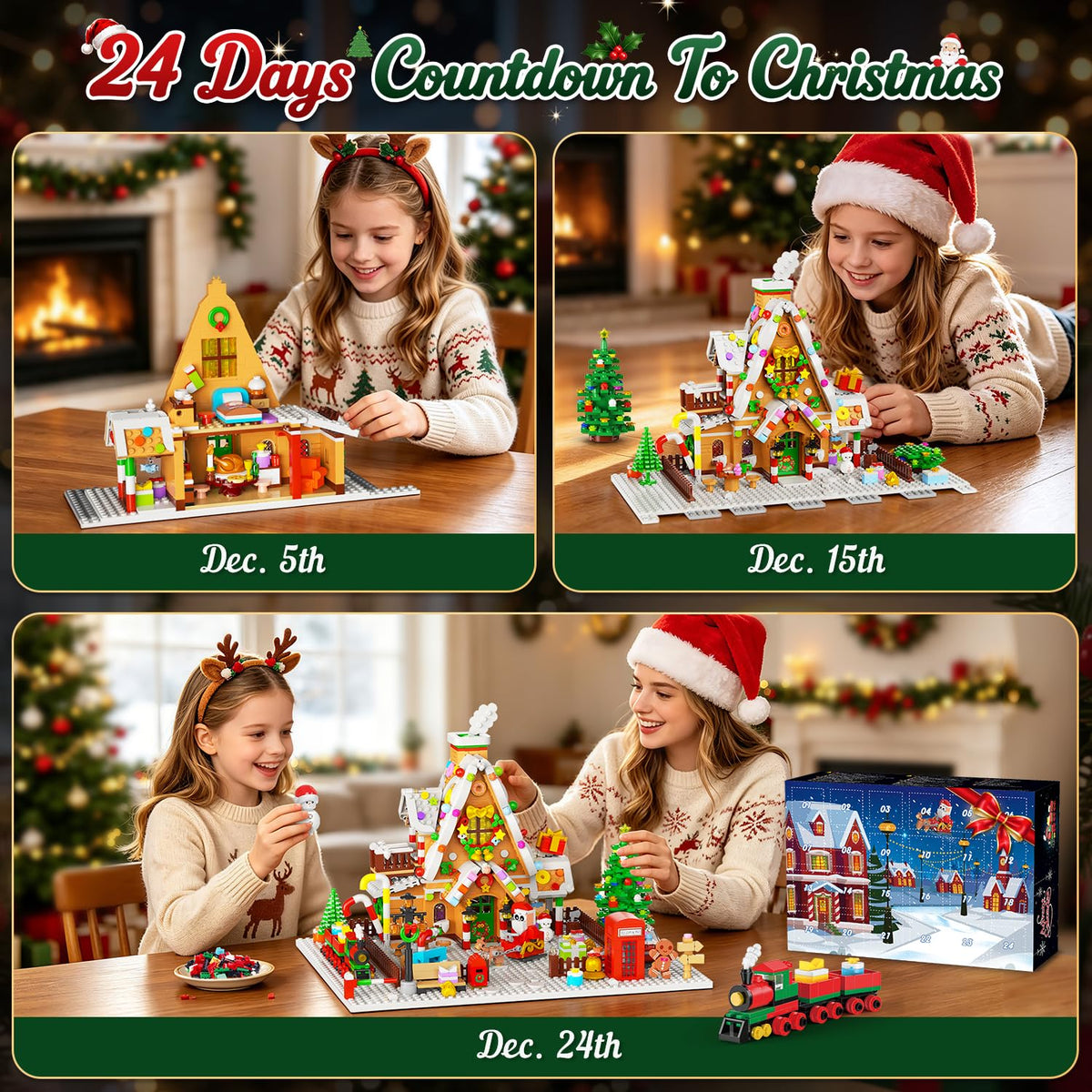 INSOON Advent Calendar 2026 Gingerbread House Mini Building Set with Lights