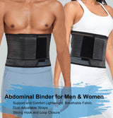 Abdominal Binder Post Surgery Hernia Support Belt Belly Wrap for Men Women, Post-Surgery Stomach Compression Belly Band for Post C Section, Natural Birth, Abdominal Injuries (Black, Small/Medium)