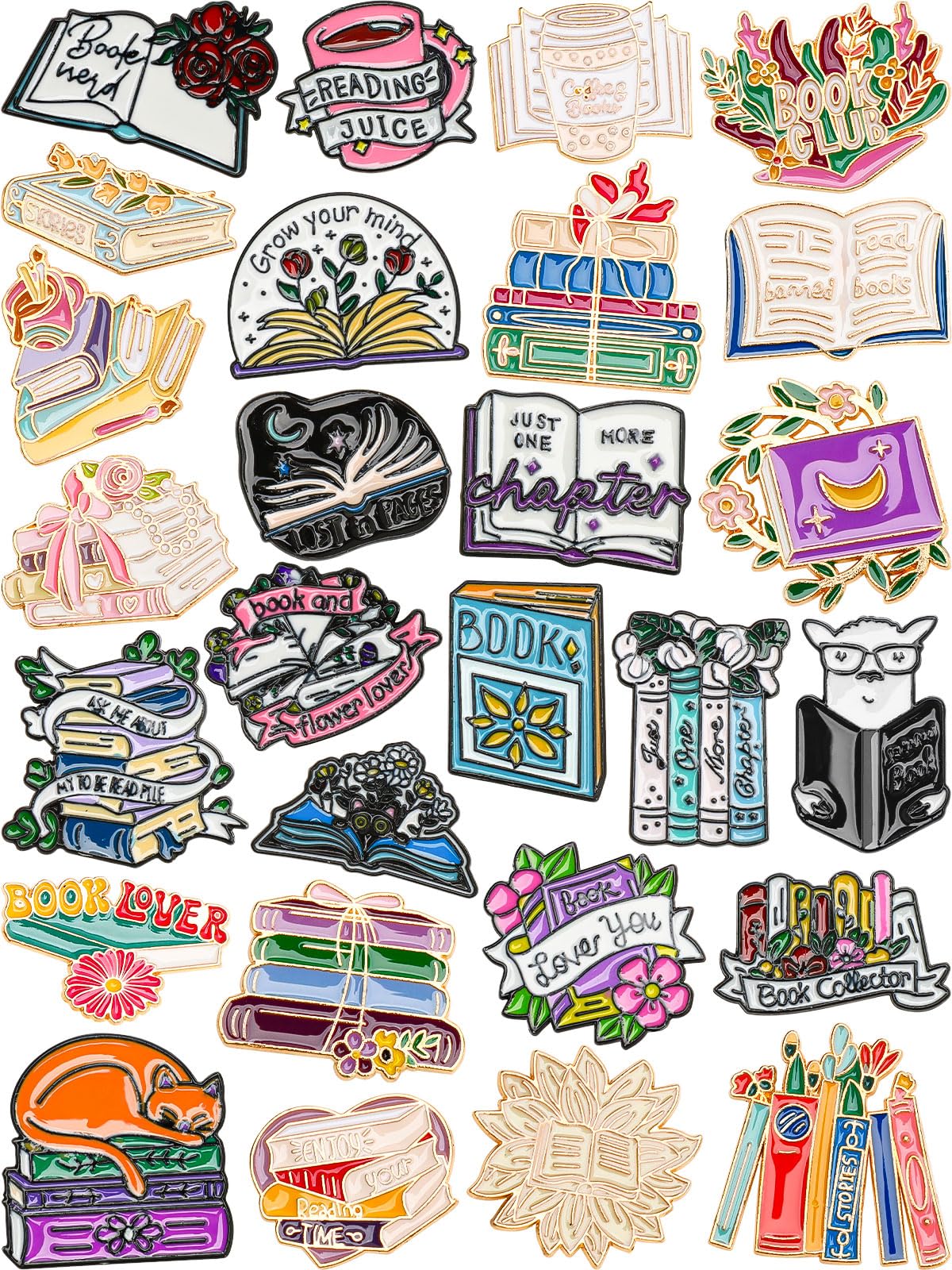JUNEBRUSHS 84PCS Book Enamel Pins, Cartoon Books Brooch Pins for Teacher Student Readers Book Lovers Party Favor Gifts Supplies Backpack Clothes Hat Accessories