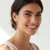 SLUYNZ Solid 925 Sterling Silver Simulated Shell Pearl Dangle Earrings Chain for Women Teen Girls Elegant Long Dangle Earrings Tassel Wedding Earrings Bridal (B-Gold Plated)