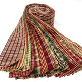 Vintage Christmas Homespun Cotton Red Green Fabric 22 pc 2.5" X 44" Precut Roll (Jelly Roll) by JCS