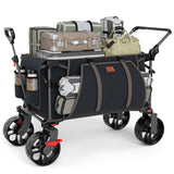 EVER ADVANCED Folding Push Wagon with Brakes, Portable Shopping Cart