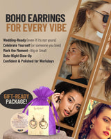 SPUNKYsoul 3 Circle Earrings for Women - Handmade, Lightweight 2-Inch Dangle - Bohemian Earrings - Trendy, Vintage, Unique Jewelry - Ideal for Weddings & Gifting - 3-toned(Gold, Silver, Copper)