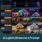 Linkind Permanent Outdoor Lights HP5,Smart AI RGBTW 100ft Christmas Lights, 85 Scenes Modes for Daily Holiday Halloween Decorations,IP67 Waterproof, Compatible with Alexa,Google Assistant