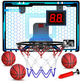 Indoor Basketball Hoop with Auto Scoring, Lights & Balls for Kids Ages 5-12