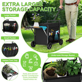 Garden Seat with Wheels, Garden Cart with Seat, 400 lbs Garden Rolling Utility Cart with Foldable Side Trays, for Gardening, Patio, Backyard, Gardening Gifts for Fathers Day